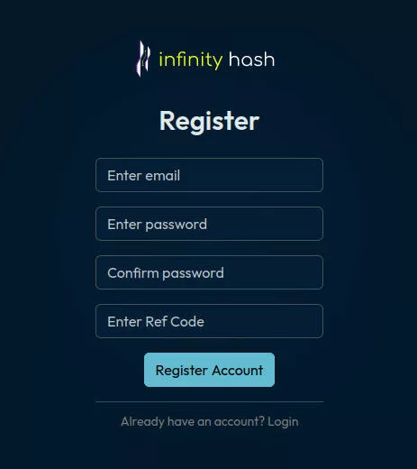 How to register your account screenshot